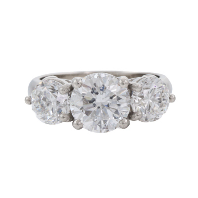4.01ct Diamond Trilogy Ring GIA D Colour