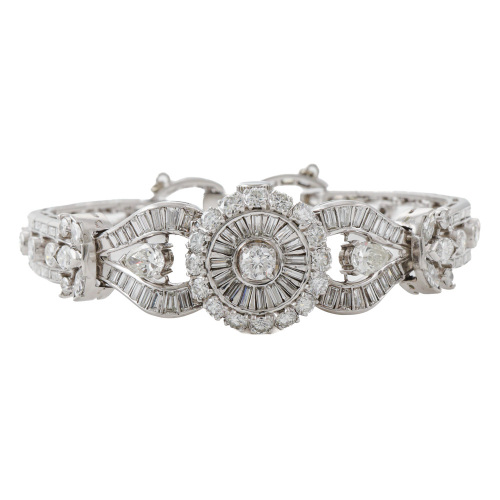 6.80ct Diamond Dress Watch Bracelet, Platinum 50.2g