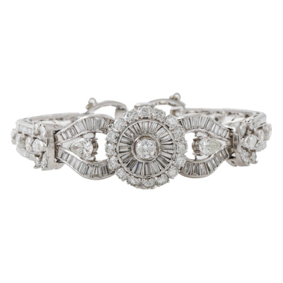 6.80ct Diamond Dress Watch Bracelet, Platinum 50.2g