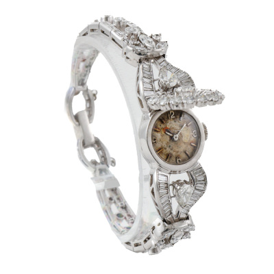 6.80ct Diamond Dress Watch Bracelet, Platinum 50.2g - 3