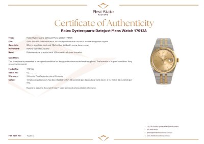 Rolex Oysterquartz Datejust Mens Watch 17013A - 4