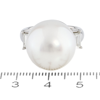 16mm South Sea Pearl & Diamond Ring - 2