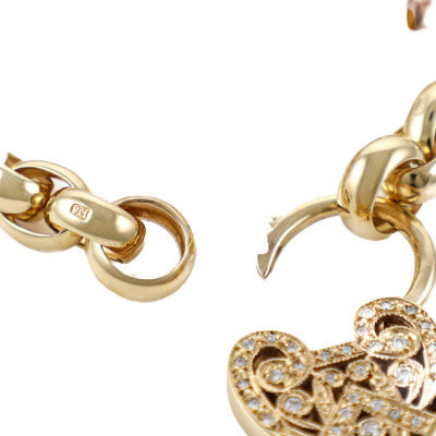 Diamond Heart Padlock Chain Bracelet, 9ct 24.1g - 5