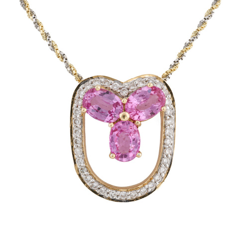 3.17ct Pink Sapphire & Diamond Pendant