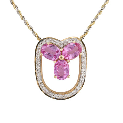 3.17ct Pink Sapphire & Diamond Pendant