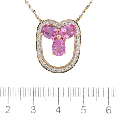 3.17ct Pink Sapphire & Diamond Pendant - 2