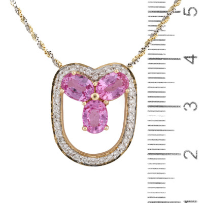 3.17ct Pink Sapphire & Diamond Pendant - 3
