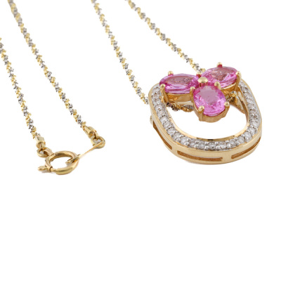 3.17ct Pink Sapphire & Diamond Pendant - 5