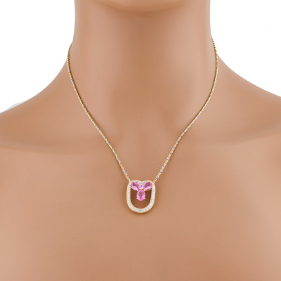 3.17ct Pink Sapphire & Diamond Pendant - 6