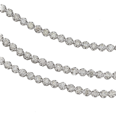 10.01ct Diamond 3 Row Tennis Necklace - 2