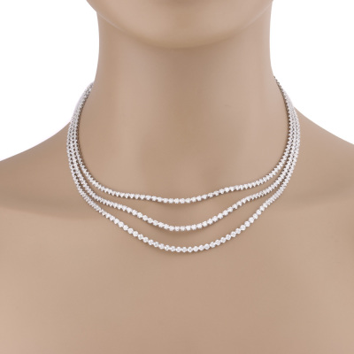 10.01ct Diamond 3 Row Tennis Necklace - 5