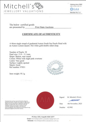 13.9-11.1mm Autore Pearl Strand Necklace - 4