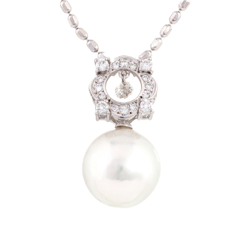 12mm South Sea Pearl & Diamond Pendant 18ct Gold