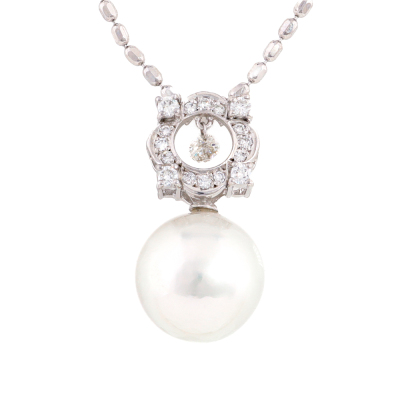 12mm South Sea Pearl & Diamond Pendant 18ct Gold