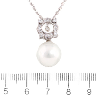 12mm South Sea Pearl & Diamond Pendant 18ct Gold - 2