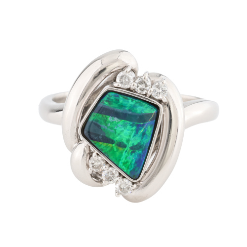 Boulder Opal & Diamond Ring