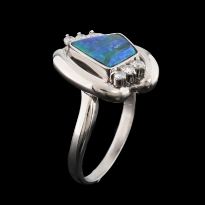 Boulder Opal & Diamond Ring - 5