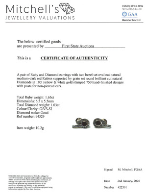 1.65ct Ruby & Diamond Earrings - 4