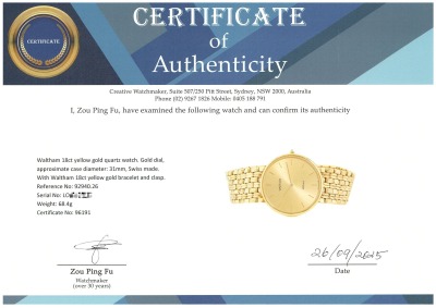 Waltham 18ct Yellow Gold Watch 68.4g - 3