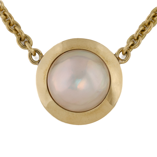 Mabe Pearl Necklace, 18ct Gold 28.8g