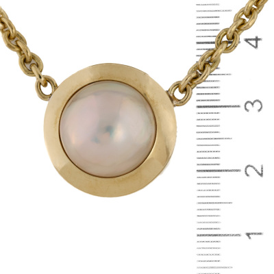 Mabe Pearl Necklace, 18ct Gold 28.8g - 3