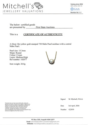 Mabe Pearl Necklace, 18ct Gold 28.8g - 4