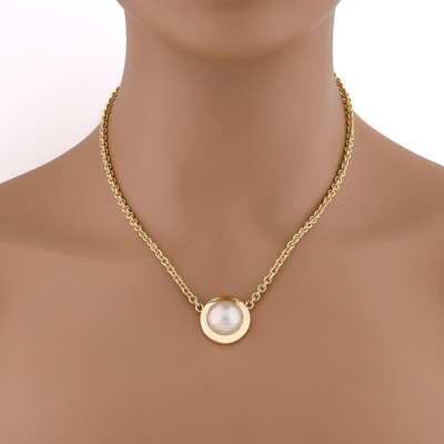 Mabe Pearl Necklace, 18ct Gold 28.8g - 6