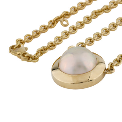 Mabe Pearl Necklace, 18ct Gold 28.8g - 7