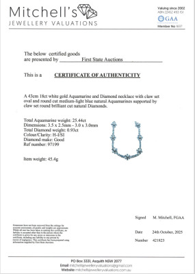 25.44ct Aquamarine & Diamond Gold Necklace - 3