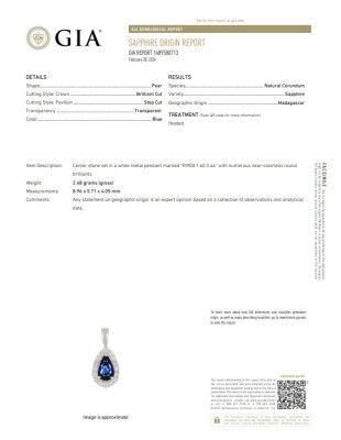 1.60ct Madagascar Sapphire & Diamond Pendant - 4