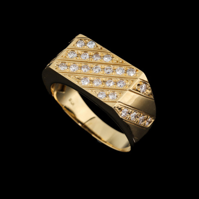 0.54ct Diamond Mens Gold Ring 8.7g - 5