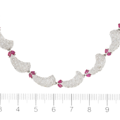 1.50ct Ruby & 3.50ct Diamond 18ct gold Necklace - 2