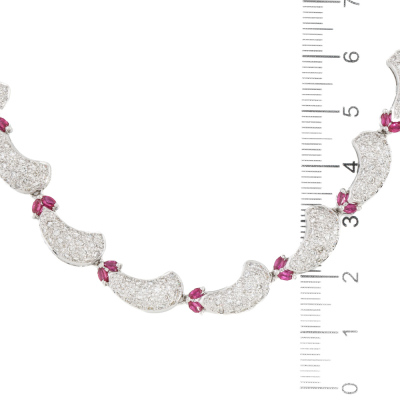 1.50ct Ruby & 3.50ct Diamond 18ct gold Necklace - 3