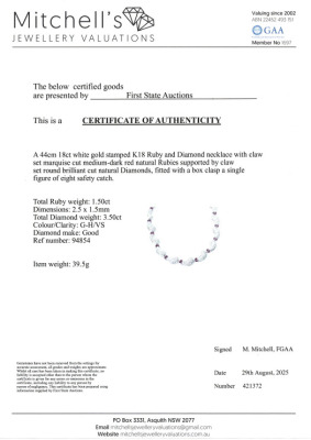 1.50ct Ruby & 3.50ct Diamond 18ct gold Necklace - 4