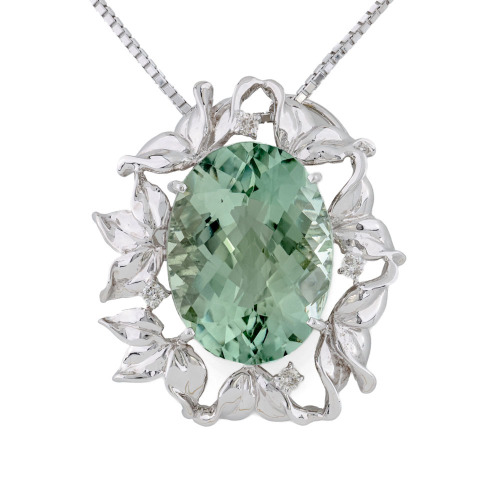 11.24ct Prasiolite & Diamond Pendant
