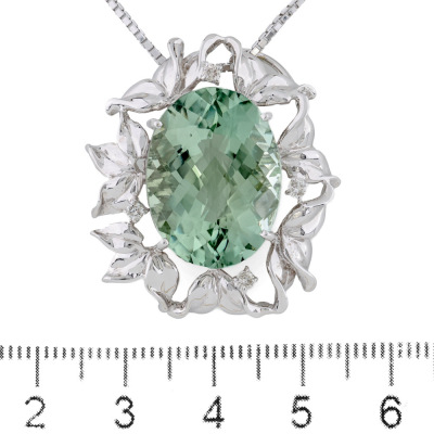 11.24ct Prasiolite & Diamond Pendant - 2