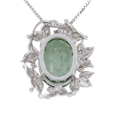 11.24ct Prasiolite & Diamond Pendant - 4