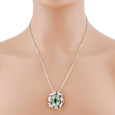 11.24ct Prasiolite & Diamond Pendant - 5