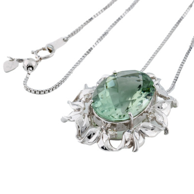 11.24ct Prasiolite & Diamond Pendant - 6