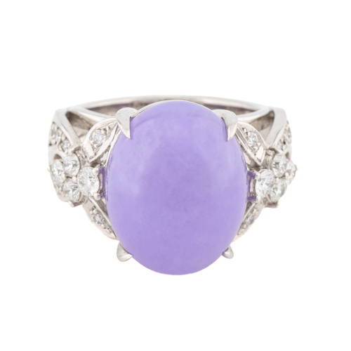17.06ct Lavendar Jade & Diamond Ring