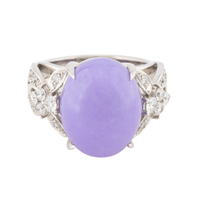 17.06ct Lavendar Jade & Diamond Ring