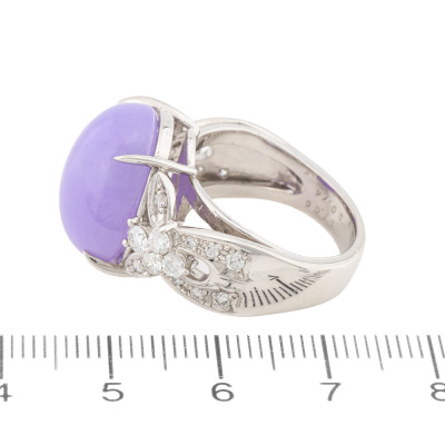 17.06ct Lavendar Jade & Diamond Ring - 3