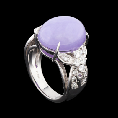 17.06ct Lavendar Jade & Diamond Ring - 6