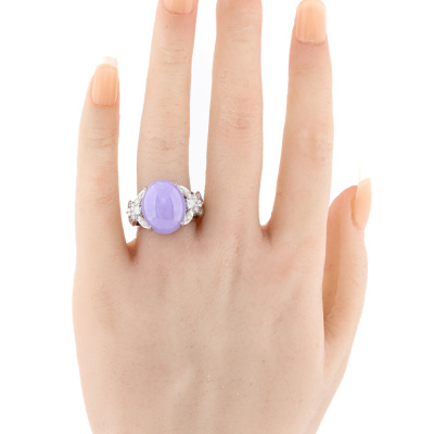 17.06ct Lavendar Jade & Diamond Ring - 7