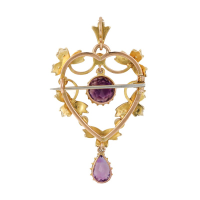 2.86ct Amethyst & Seed Pearl Brooch - 5