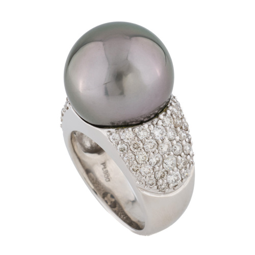 16.0mm Tahitian Pearl & Diamond Ring