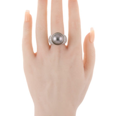 16.0mm Tahitian Pearl & Diamond Ring - 7