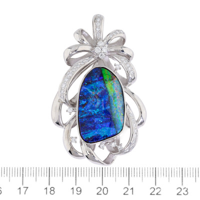 19.47ct Bouder Opal & Diamond Brooch - 2