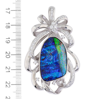 19.47ct Bouder Opal & Diamond Brooch - 3