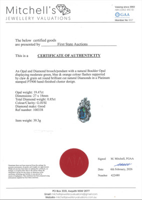 19.47ct Bouder Opal & Diamond Brooch - 4